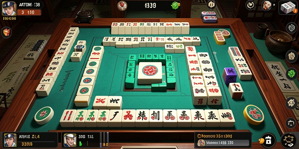 Screenshot ATOM138 menampilkan gameplay Mahjong yang menantang.