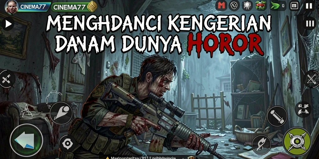 Tampilan gameplay kengerian yang mendebarkan di CINEMA77.