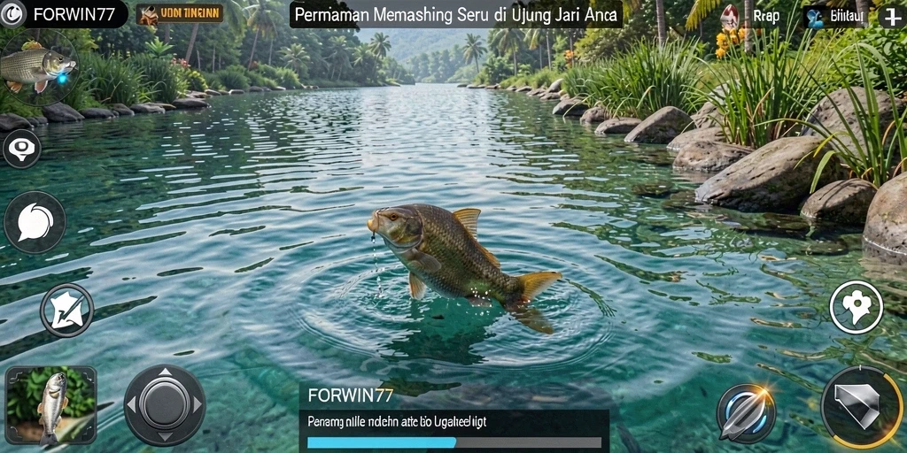 Gameplay memancing yang seru dan mendebarkan di FORWIN77.
