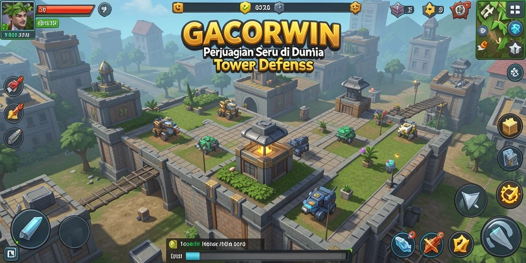 Tampilan gameplay <strong>GACORWIN</strong> dengan strategi Tower Defense yang seru.