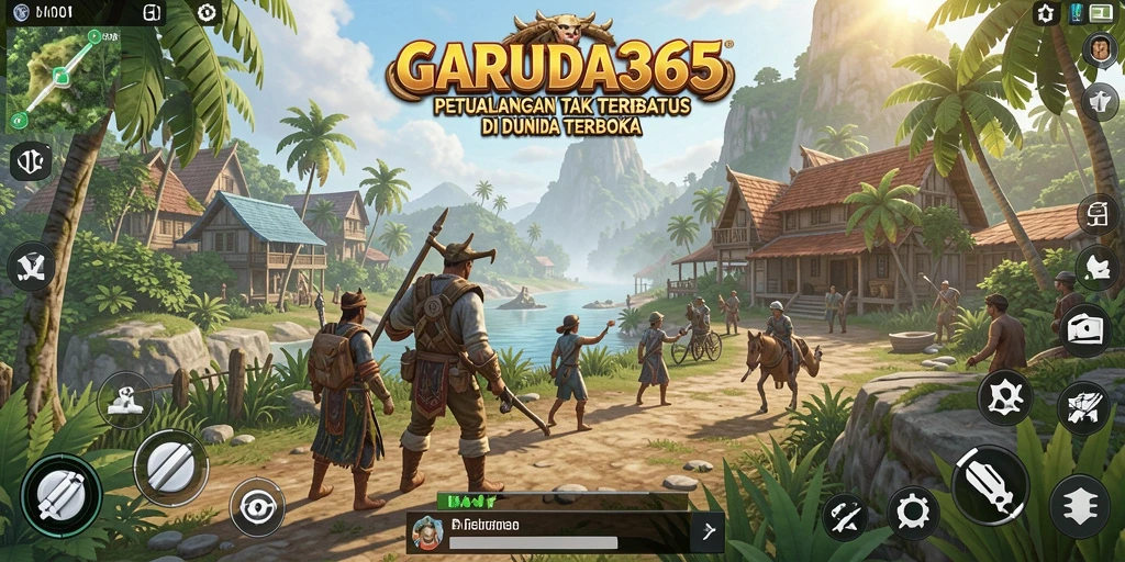 Tampilan gameplay GARUDA365 yang menampilkan eksplorasi dunia terbuka.