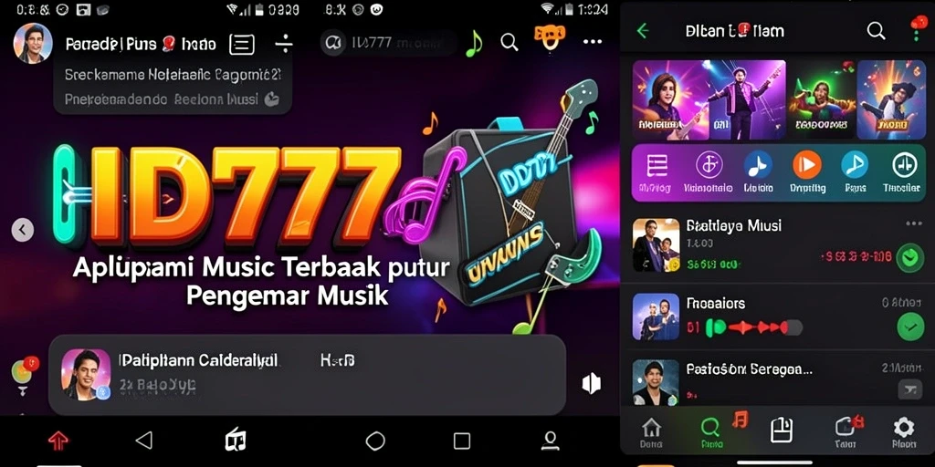 Screenshot ID777 menunjukkan tampilan gameplay interaktif musik yang menarik.