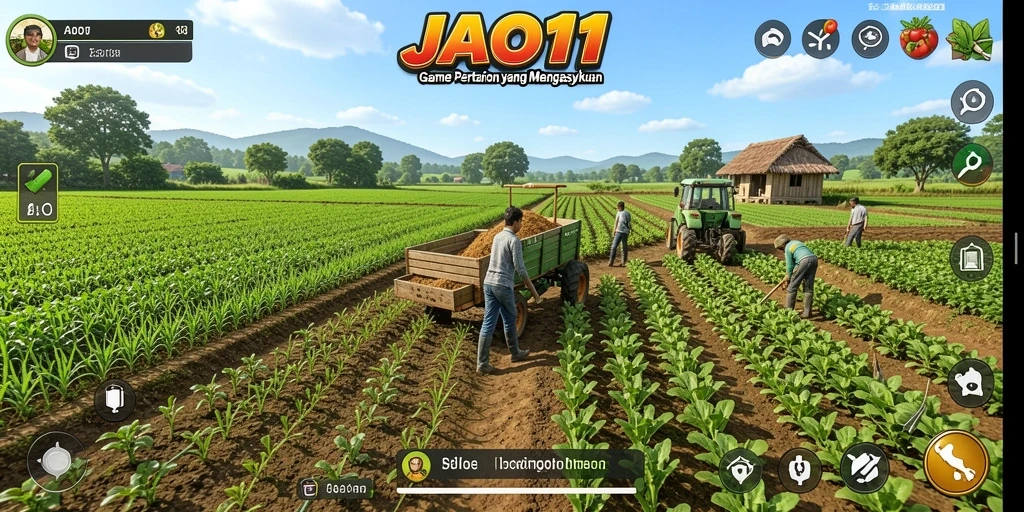 Gameplay JAGO11 menampilkan aktivitas bertani yang seru dan interaktif.