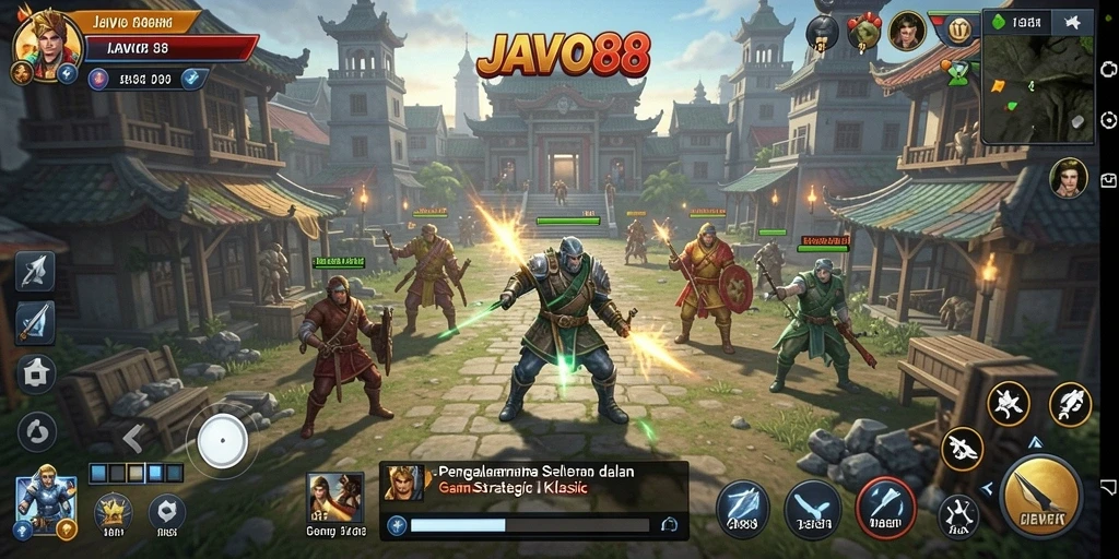 Tampilan screenshot JAVO88 menampilkan aksi pertempuran yang intens dalam game SLG.