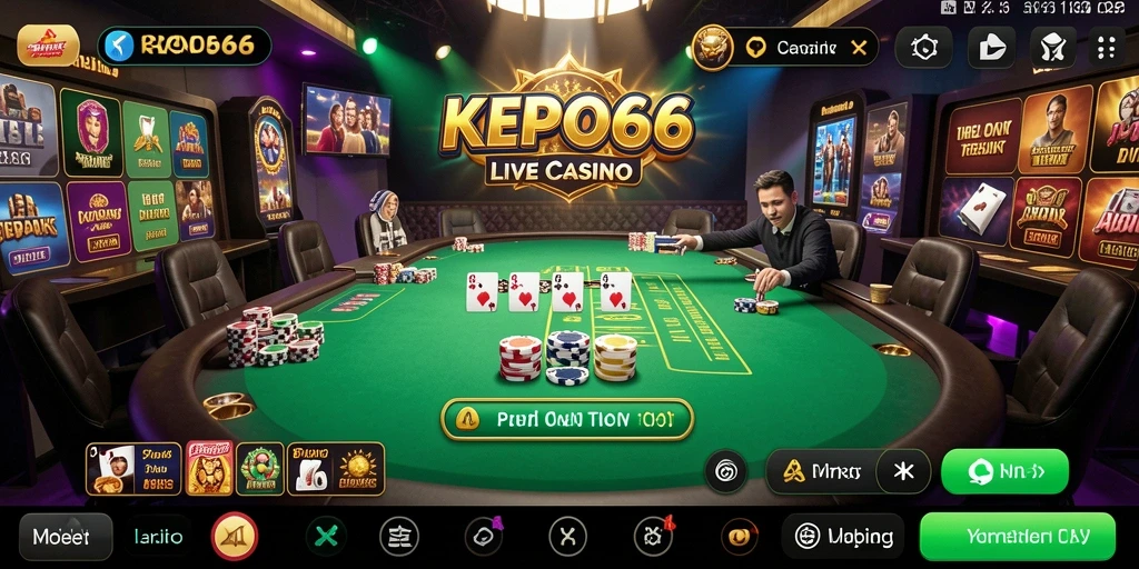 Screenshot gameplay KEPO66 menunjukkan dealer langsung yang profesional.