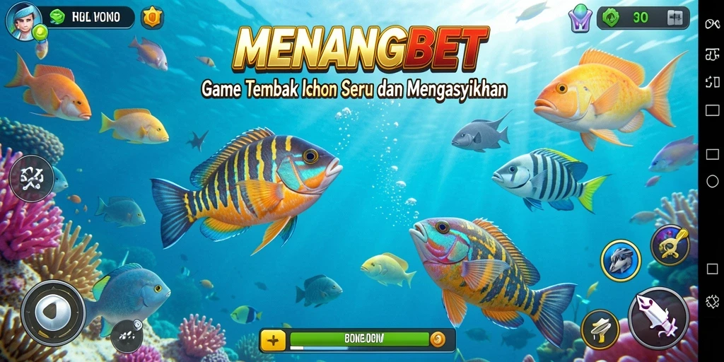 Screenshot gameplay MENANGBET menampilkan aksi menembak ikan yang seru.