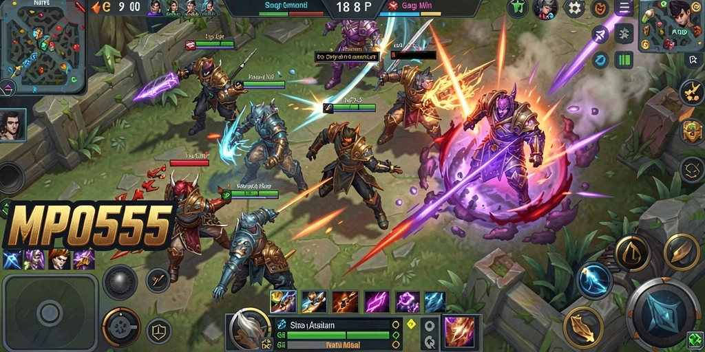 Tampilan menarik dari gameplay MOBA di MPO555.