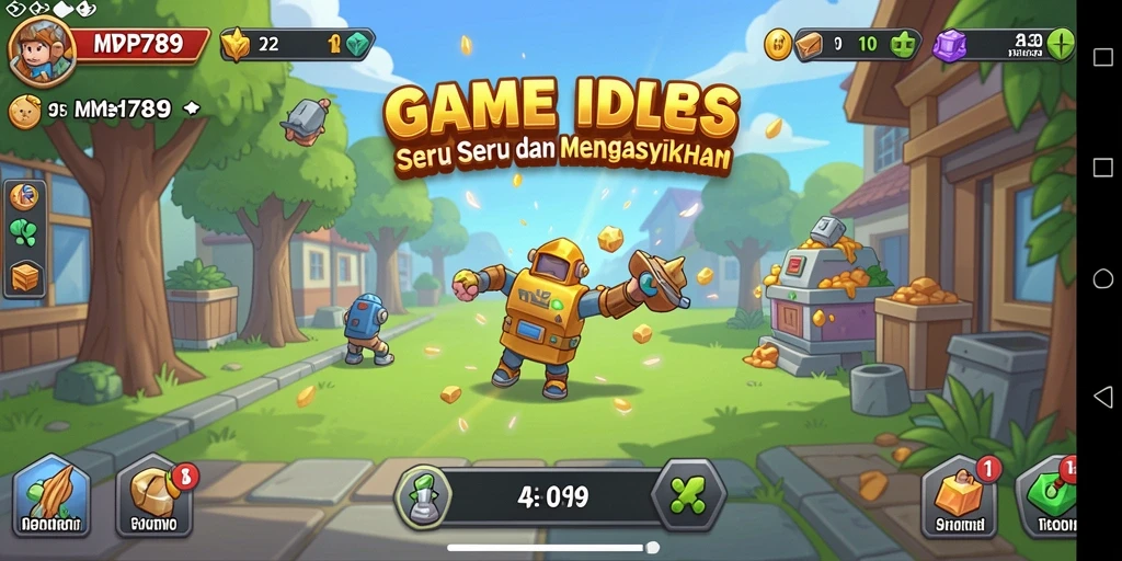 Screenshot MVP789 menunjukkan gameplay Idle yang menarik dan penuh warna.