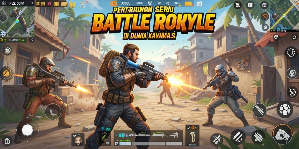 Screenshot utama P200M menampilkan aksi permainan Battle Royale yang intens.