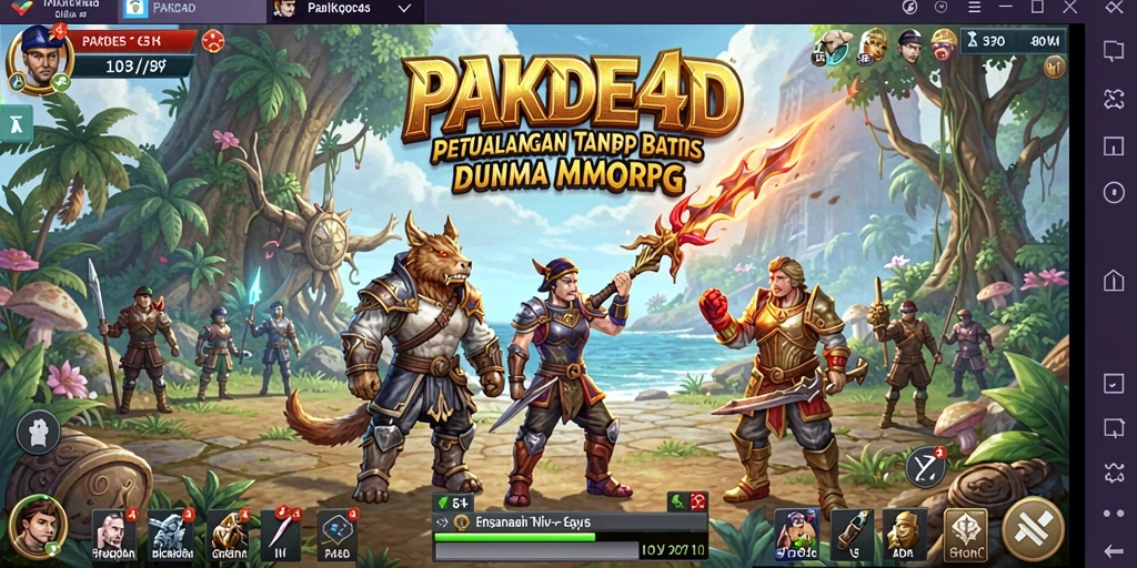 Tangkapan layar utama <strong>PAKDE4D</strong> menampilkan aksi seru dalam petualangan MMORPG.