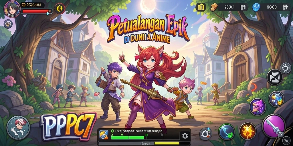Screenshot gameplay PCPC7 menampilkan karakter dalam aksi di dunia Anime.