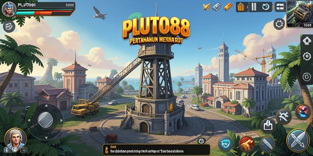 Tampilan epik gameplay Tower Defense dalam PLUTO88 yang mendebarkan.