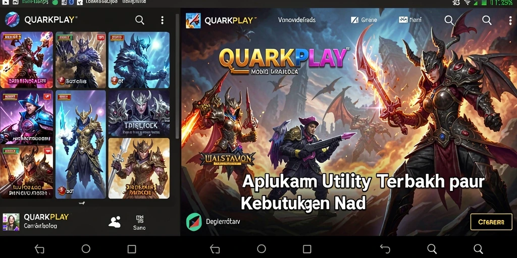Tampilan antarmuka aplikasi QUARKPLAY yang modern dan intuitif.