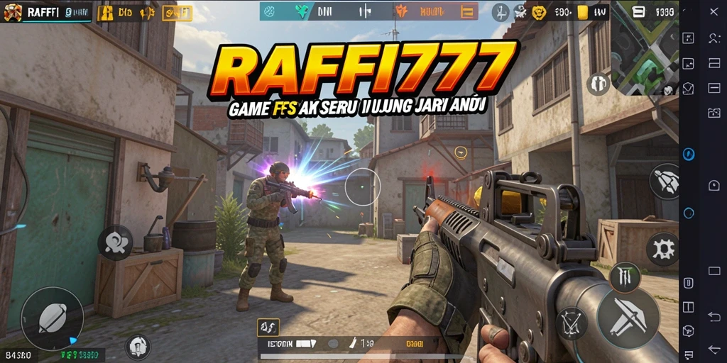 Tangkapan layar RAFFI777 menampilkan aksi tempur intens dalam mode FPS.