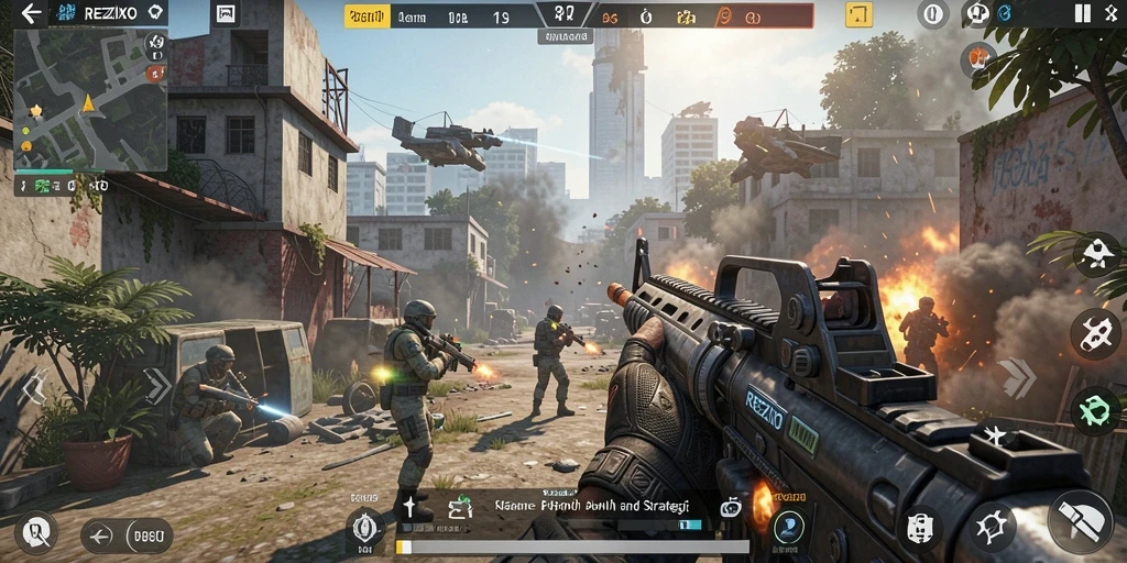 Gameplay intens dan seru dalam REZIXO yang penuh aksi.
