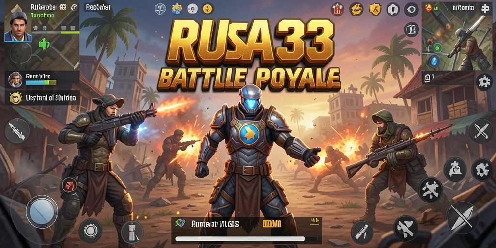 Menampilkan gameplay RUSA33 yang intens di arena Battle Royale.