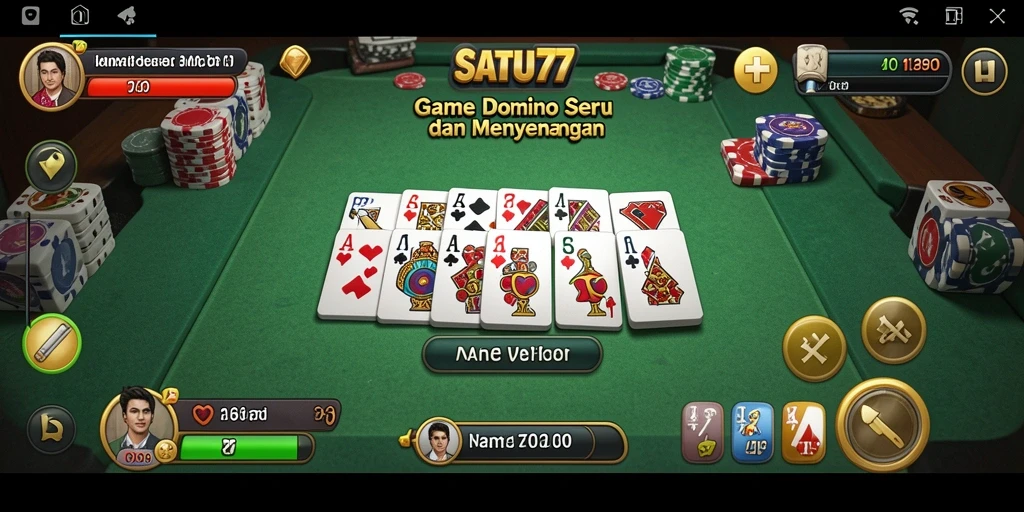 Gameplay seru permainan Domino SATU77 dengan grafik memukau.