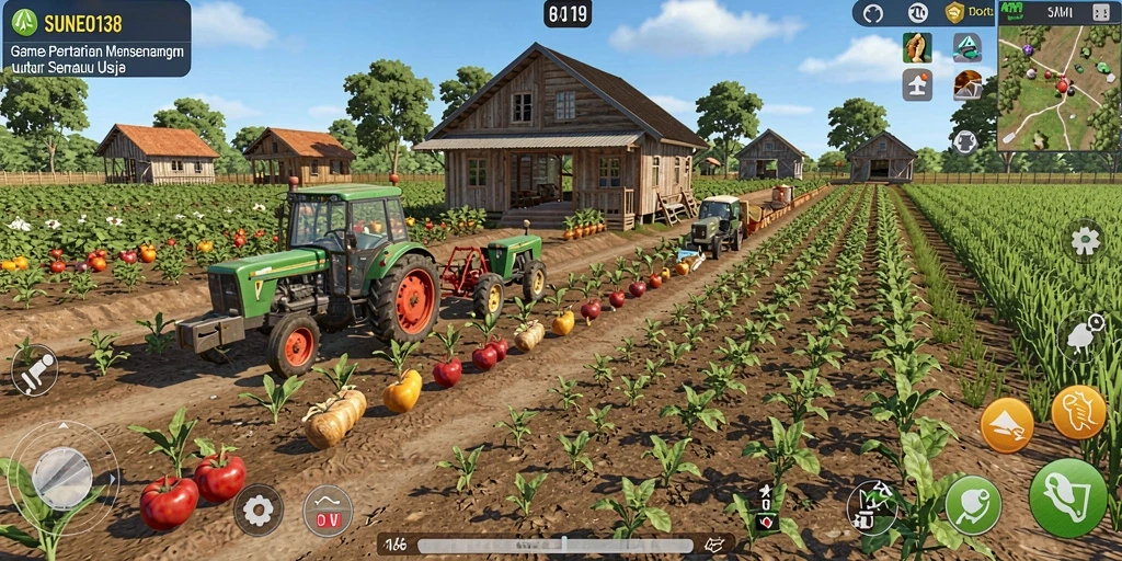 Tampilan gameplay <strong>SUNEO138</strong> yang menarik saat merawat kebun penuh warna.