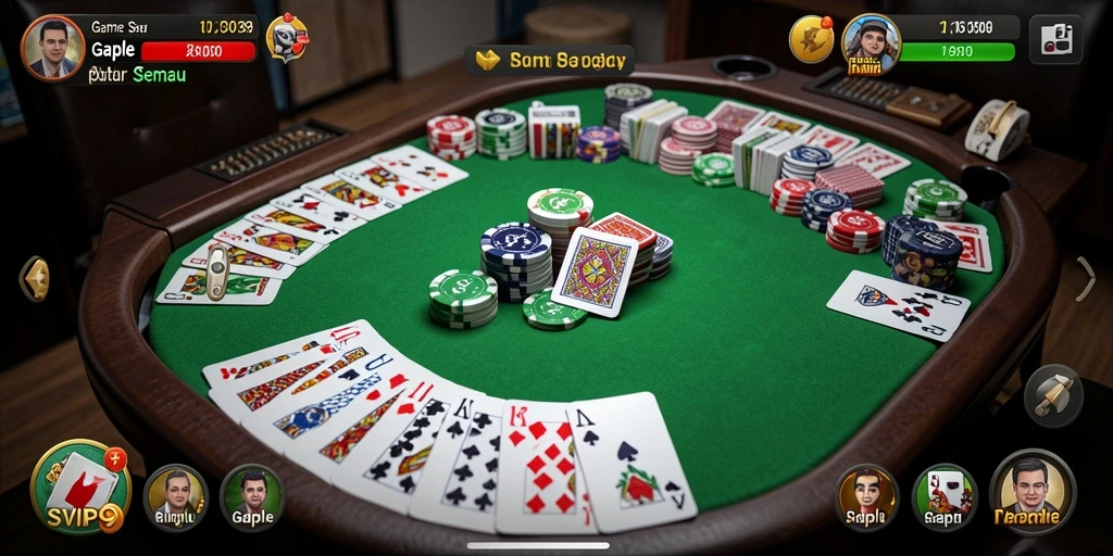 Screenshot gameplay SVIP9 yang menampilkan pengalaman bermain Gaple yang seru.